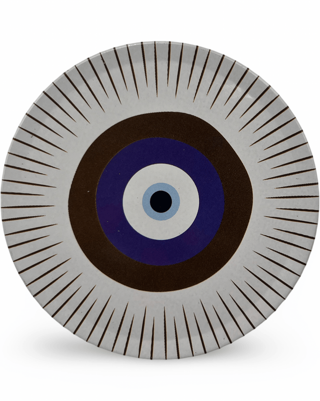 Aluminum Evil Eye Coaster with Cork Base