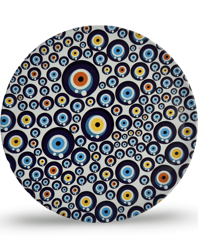 Colorful Aluminum Evil Eye Coaster with Cork Base