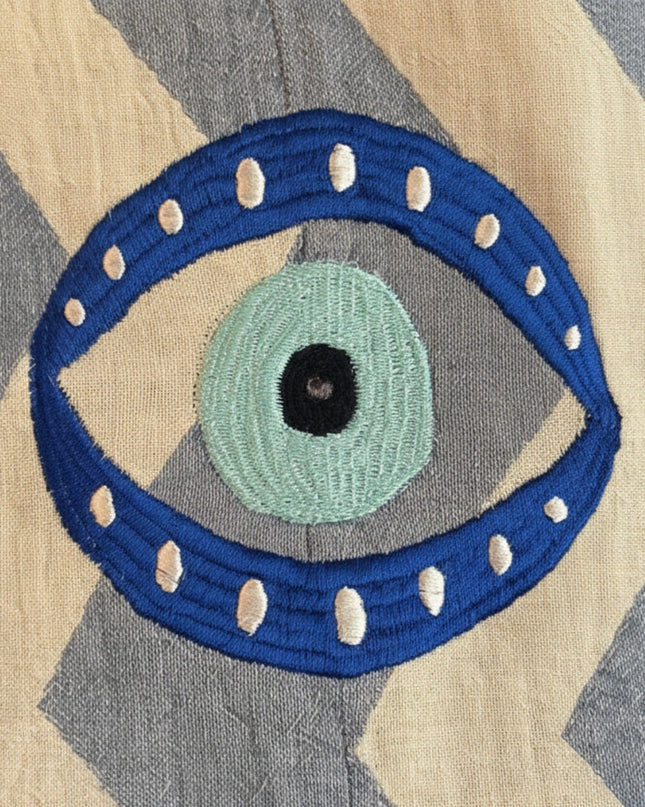 Casa Duniya Evil Eye Embroidered Beach Cover-Ups Blue Ohana Kimono