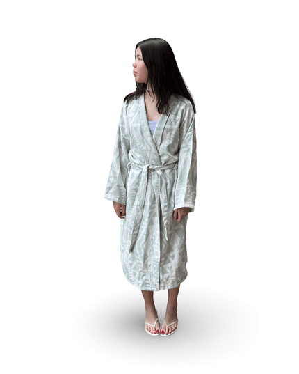 Green Geometric Robe with Embroidery