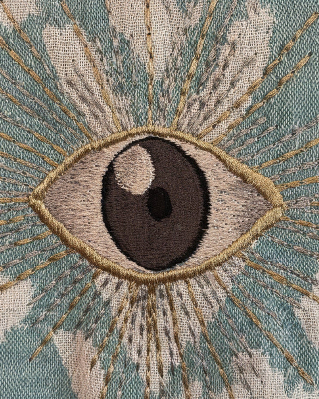 Casa Duniya Evil Eye Embroidered Beach Cover-Ups Teal Ohana Kimono