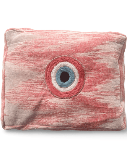 Coral Cosmetic Pouch with Evil Eye Nazar Embroidery