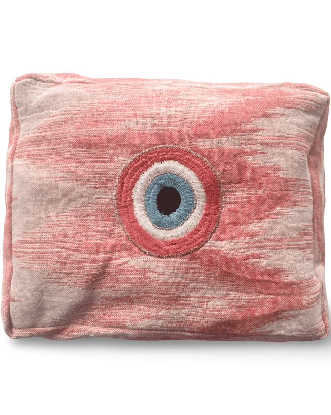 Coral Cosmetic Pouch with Evil Eye Nazar Embroidery