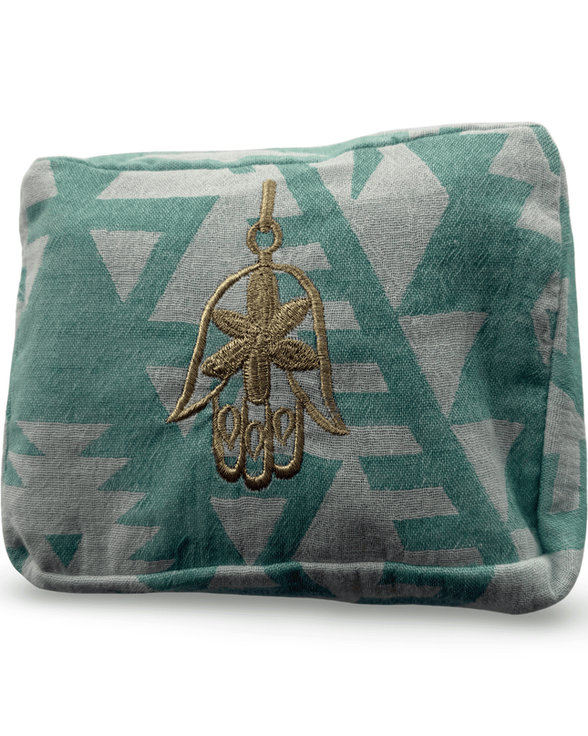Casa Duniya Evil Eye Embroidered Cosmetic & Toiletry Bags Cyan Ohana Cosmetic Pouch