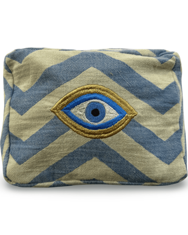Casa Duniya Evil Eye Embroidered Cosmetic & Toiletry Bags Evil Eye 1 Blue Ohana Cosmetic Pouch