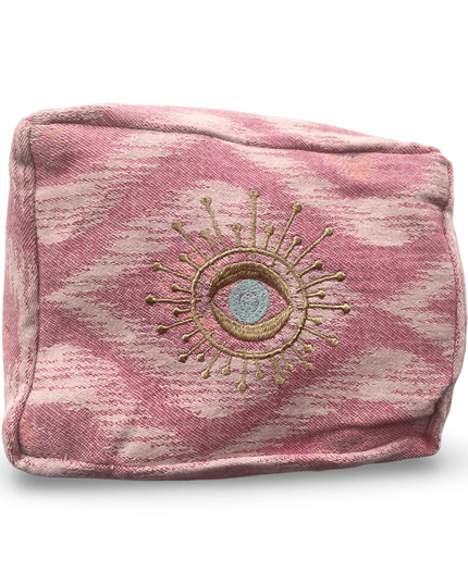Pink Cosmetic Pouch with  Evil Eye Nazar Embroidery