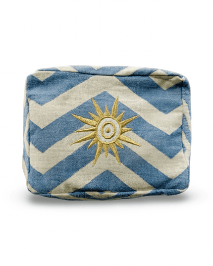Casa Duniya Hand-Embroidered Evil Eye Cosmetic Pouch Interior Blue Ohana Cosmetic Pouch