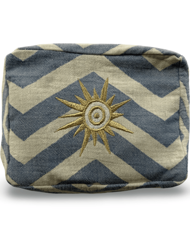 Casa Duniya Evil Eye Embroidered Cosmetic & Toiletry Bags Sun Blue Ohana Cosmetic Pouch