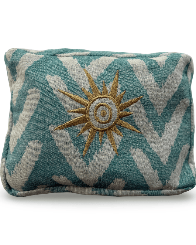 Casa Duniya Evil Eye Embroidered Cosmetic & Toiletry Bags Sun Teal Ohana Cosmetic Pouch