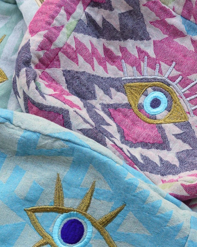 Three Patterned Pouches With Evil Eye Designs