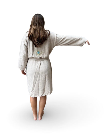 Beige Robe with Evil Eye Embroidery