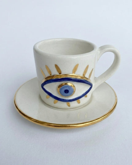 Casa Duniya Hand-Painted Evil Eye Espresso Cups Detail Zain Espresso Cups (set of 6)
