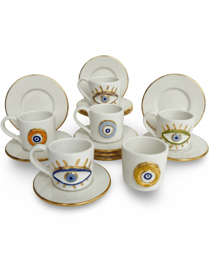 Zain espresso cups, set of 6, Evil Eye motifs