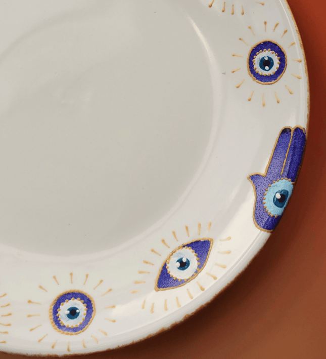 Casa Duniya Evil Eye Serving Platter Karima Round Serving Platter
