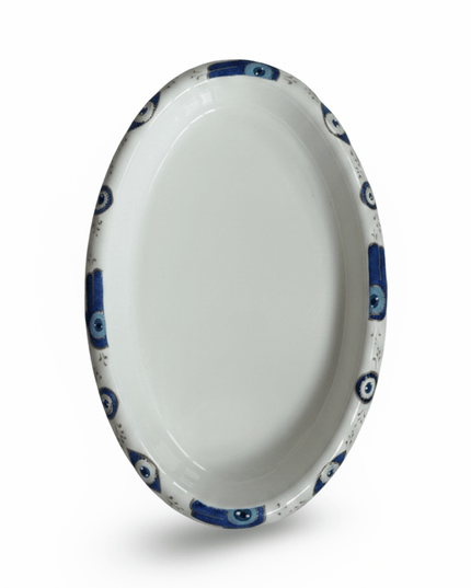 Casa Duniya Evil Eye Serving Platter Smooth Edge Karima Oval Serving Platter