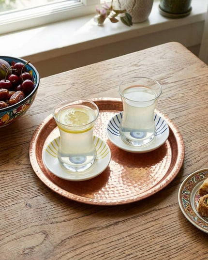 Casa Duniya Hand-Painted Nazar Evil Eye Teacup Set Styled Iris Teacups (Set of 6)