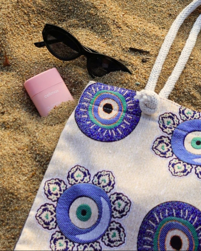 Casa Duniya Evil Eye Tote Bag Byblos Evil Eye Canvas Beach Bag