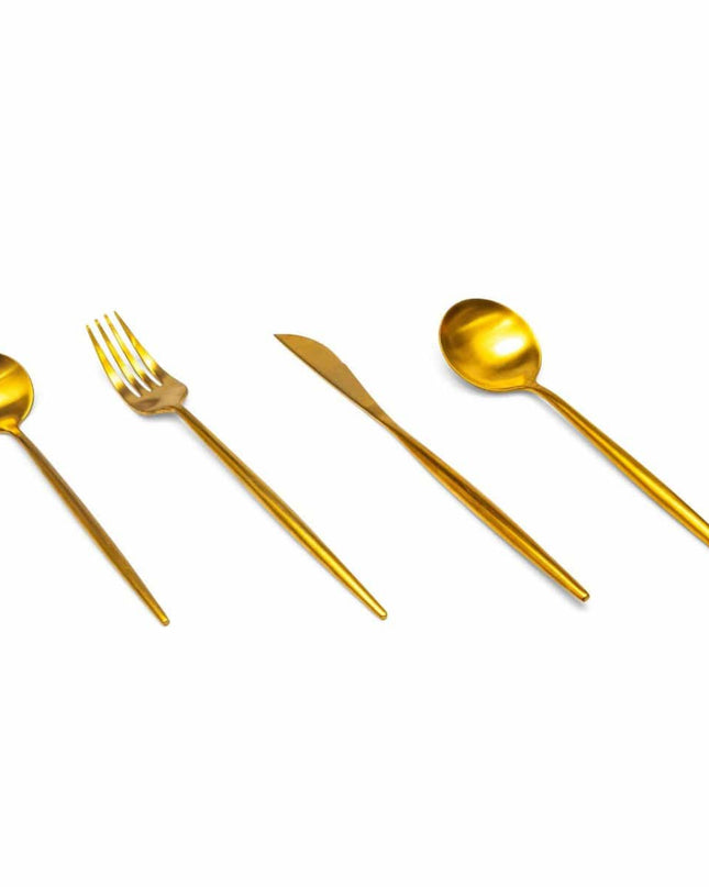 Ruva Brushed Gold 4-Piece Stainless Steel Cutlery Set