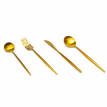 Load image into Gallery viewer, Ruva Brushed Gold 4-Piece Stainless Steel Cutlery Set
