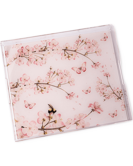 Acrylic Pink Cherry Blossom Serving Tray