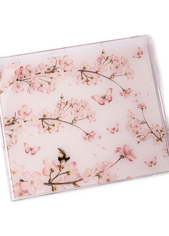 Casa Duniya Floral Acrylic Decorative Tray Sakura Tray