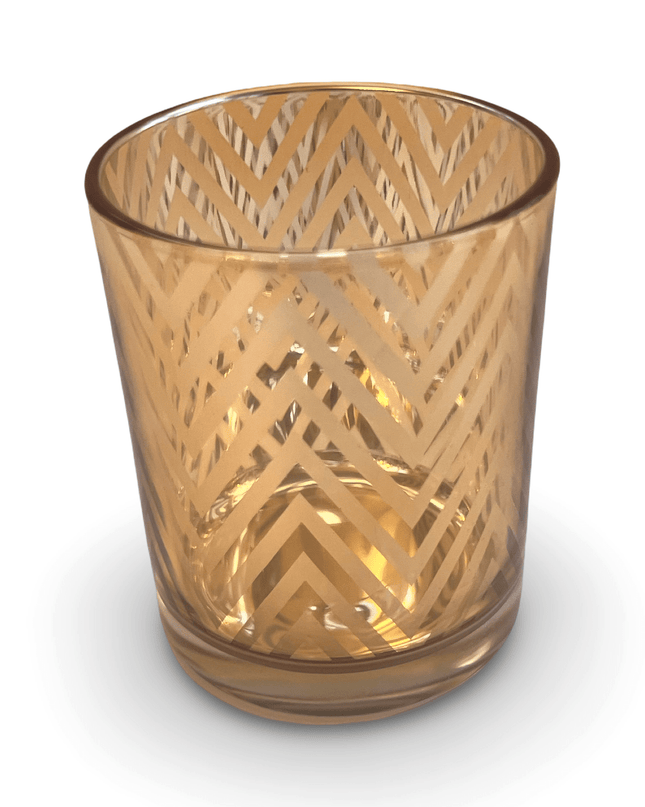 Gold Glass Chevron Candle Votive