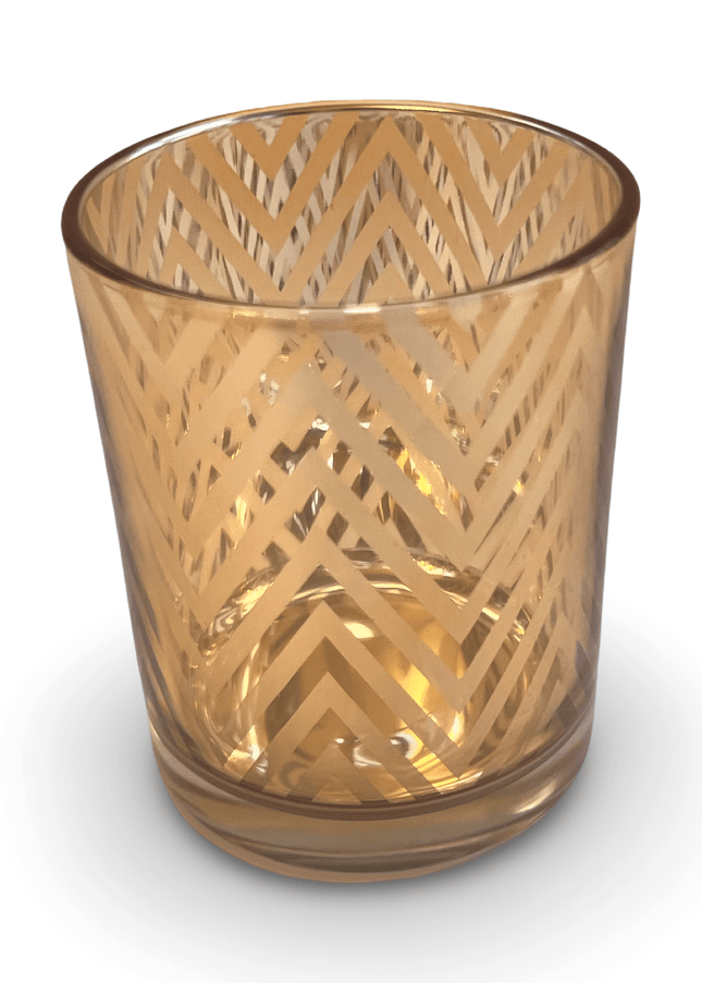 Gold Glass Chevron Candle Votive