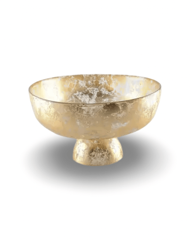 Casa Duniya Gold Glass Pedestal Bowl Mayura Gold Pedestal Bowl
