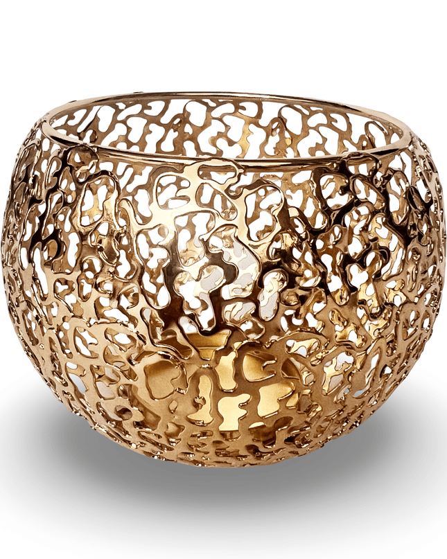 Gold Metal Mesh Intricate Design Candle Holder