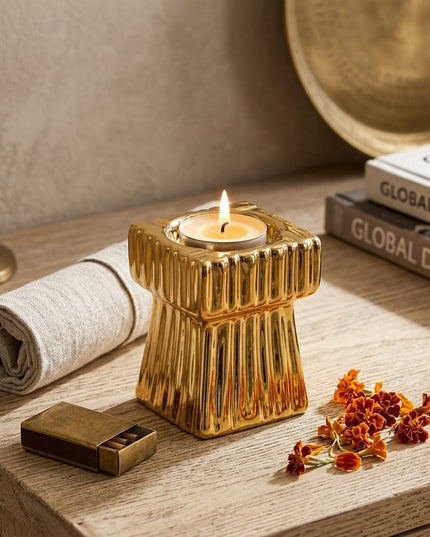 Gold Minar Candle Holder