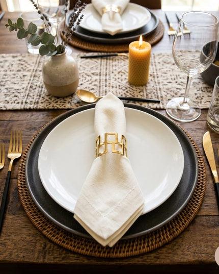Casa Duniya Gold Geometric Napkin Ring Table Setting Laini Napkin Ring