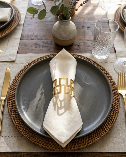 Casa Duniya Gold Geometric Napkin Ring Table Setting Laini Napkin Ring