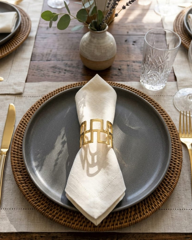 Casa Duniya Gold Geometric Napkin Ring Table Setting Laini Napkin Ring
