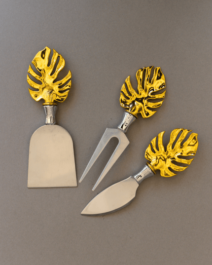 Gold Palm Leaf Shaped Cheese Knives