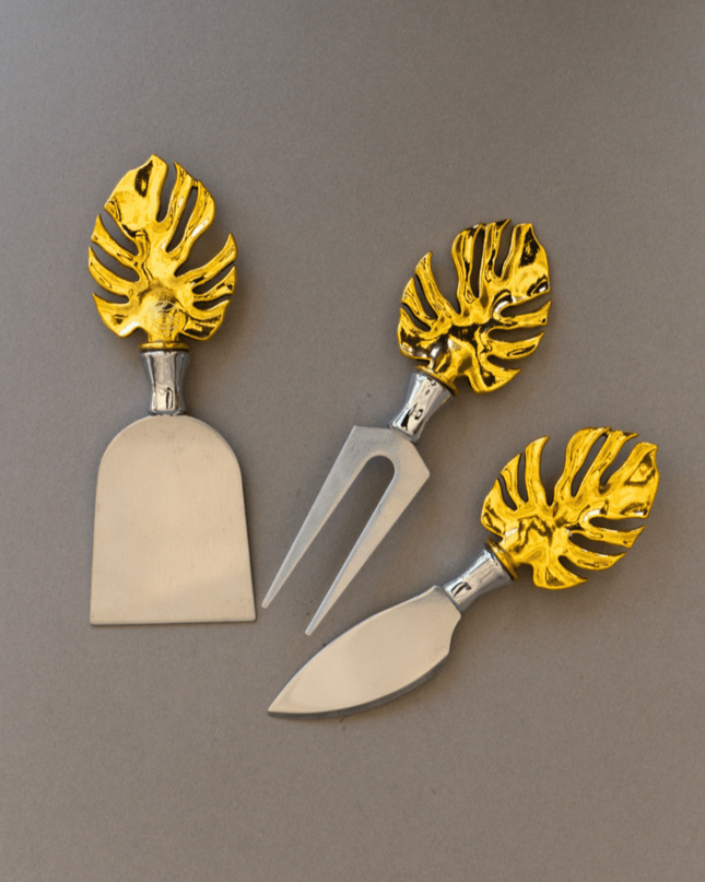 Gold Palm Leaf Shaped Cheese Knives