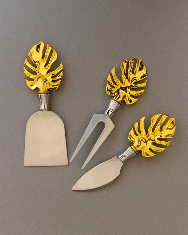 Gold Palm Leaf Shaped Cheese Knives