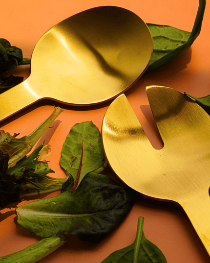 Casa Duniya Gold Stainless Steel Salad Servers Ruva Salad Servers