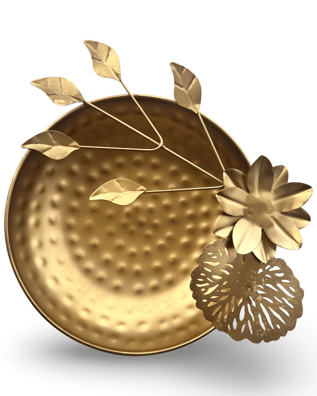 Hammered Gold Bowls with Flower Accents