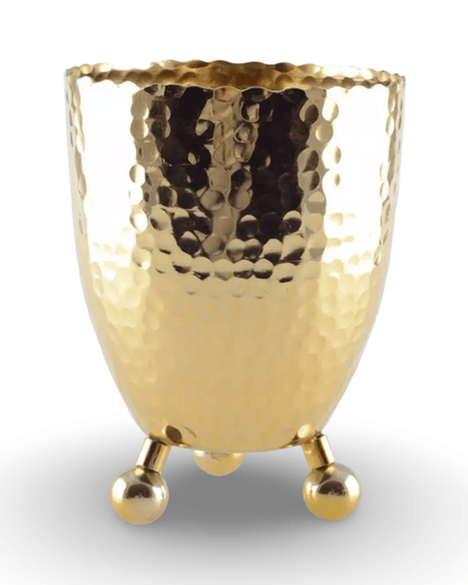 Hammered Gold Stainless Steel Ice Bucket with Tongs