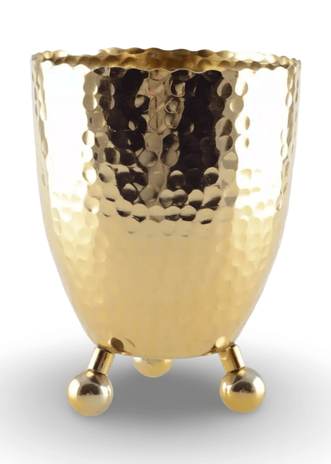 Hammered Gold Stainless Steel Ice Bucket with Tongs