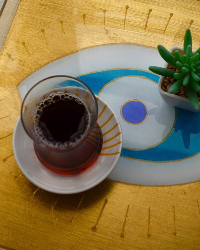 Casa Duniya Hand-Painted Acrylic Serving Trays Nazar Trays