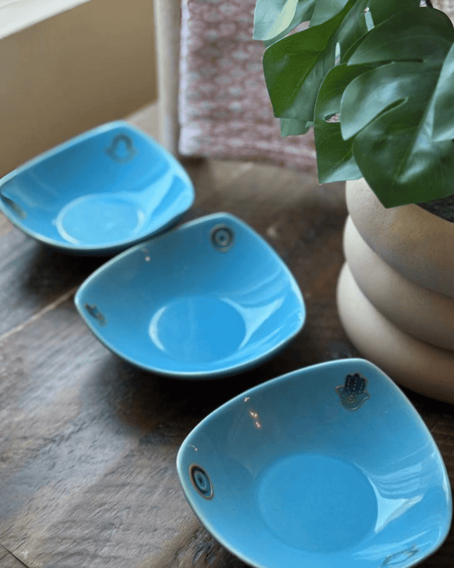 Casa Duniya Hand-Painted Ceramic Evil Eye Bowl Serene Evil Eye Bowl