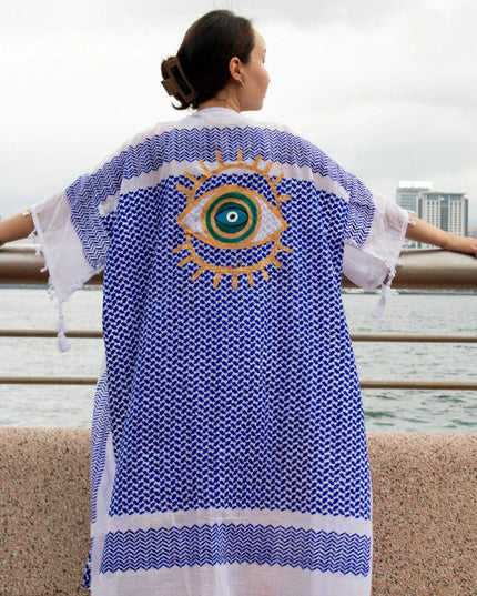 Casa Duniya Hand-Painted Cotton Beach Cover-Ups Tyre Kaftans