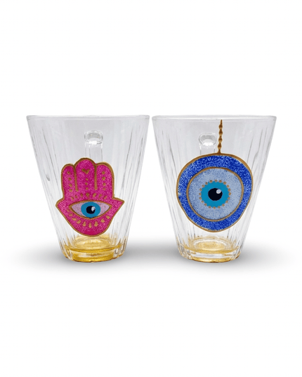 Yasmin Evil Eye & Hamsa Mugs (set of 2)