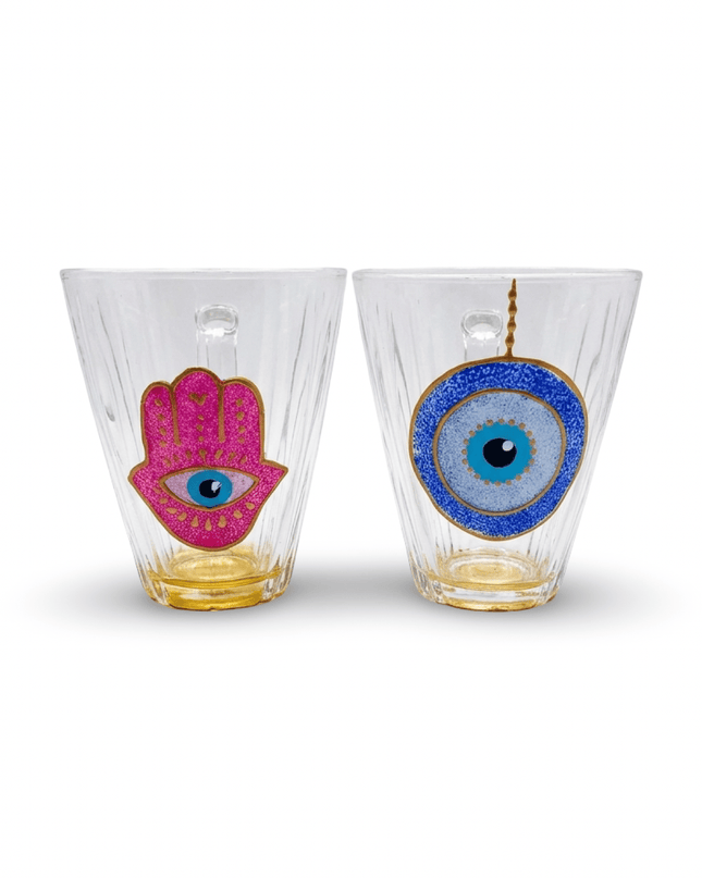 Yasmin Evil Eye & Hamsa Mugs (set of 2)