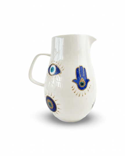 Casa Duniya Hand-Painted Evil Eye & Hamsa Water Jug Karima Evil Eye & Hamsa Water Jug