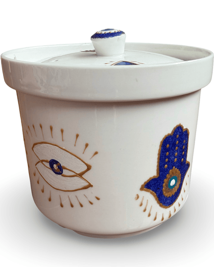 Casa Duniya Hand-Painted Evil Eye Jar Amara Evil Eye Ceramic Jar
