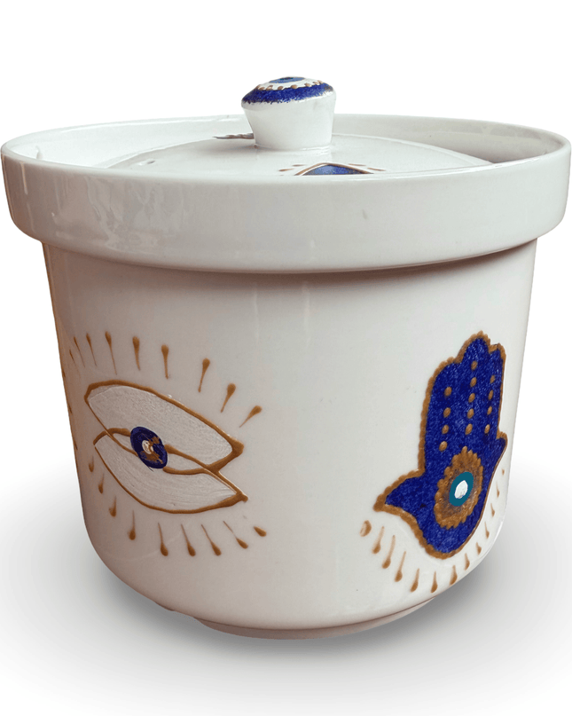 Casa Duniya Hand-Painted Evil Eye Jar Amara Evil Eye Ceramic Jar