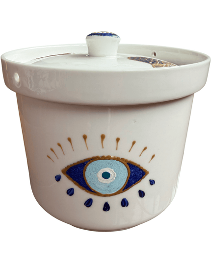 Casa Duniya Hand-Painted Evil Eye Jar Amara Evil Eye Ceramic Jar