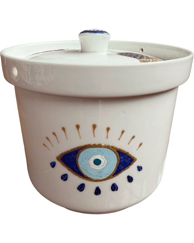 Casa Duniya Hand-Painted Evil Eye Jar Amara Evil Eye Ceramic Jar
